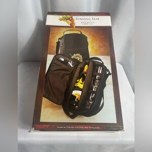 Turning Leaf Black Wine Bottle Carry NIB Gifting Wine Lovers Unique Picnic
